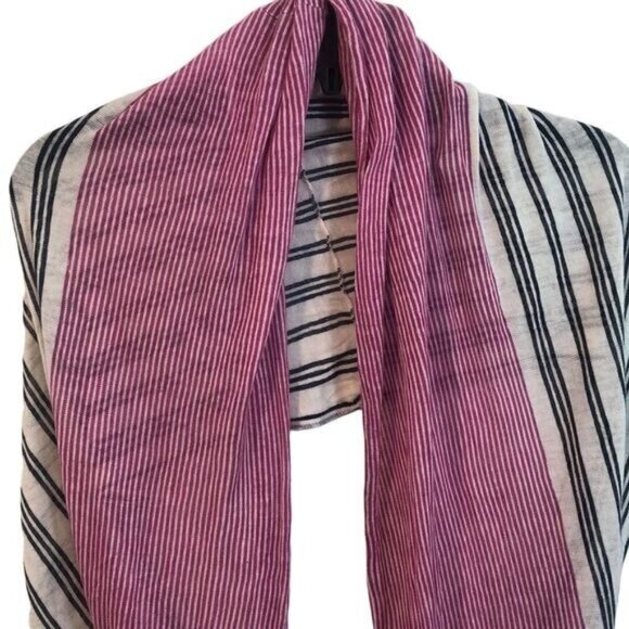Cato Striped Infinity Scarf One Size Acrylic Pink & Black Made In China‎ - Picture 2 of 11